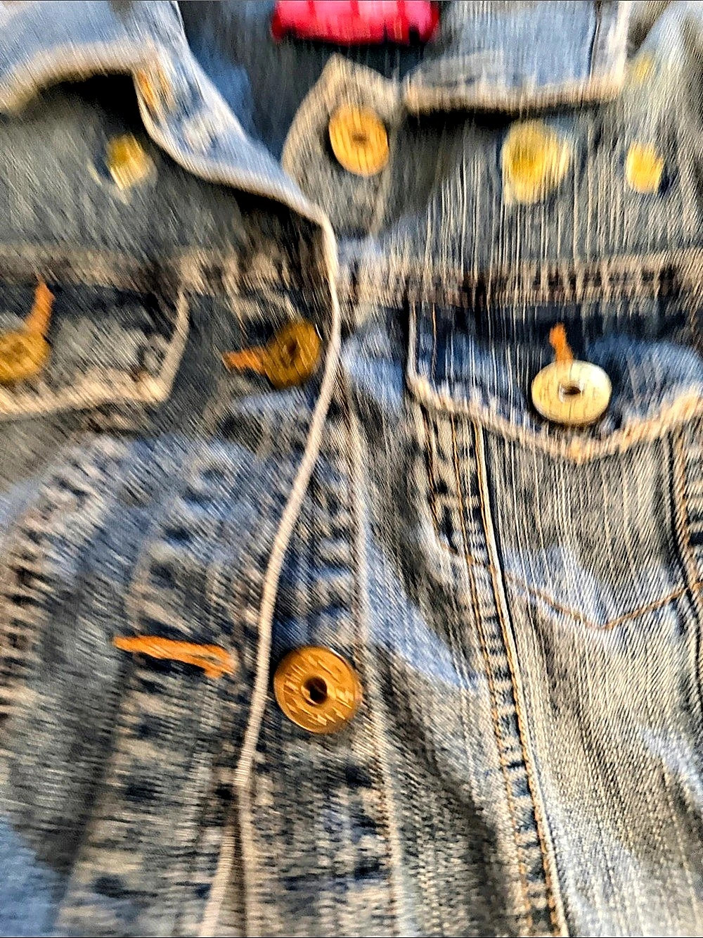 Hand painted Vincent van high starry night Jean jacket medium crop vintage 95 - Picture 7 of 8